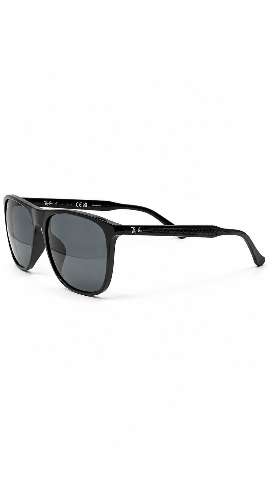 Ray-Ban RB2216F 901/B1 58mm Low Bridge Fit Flat Top Sunglasses Black Acetate Frame Dark Grey Lenses