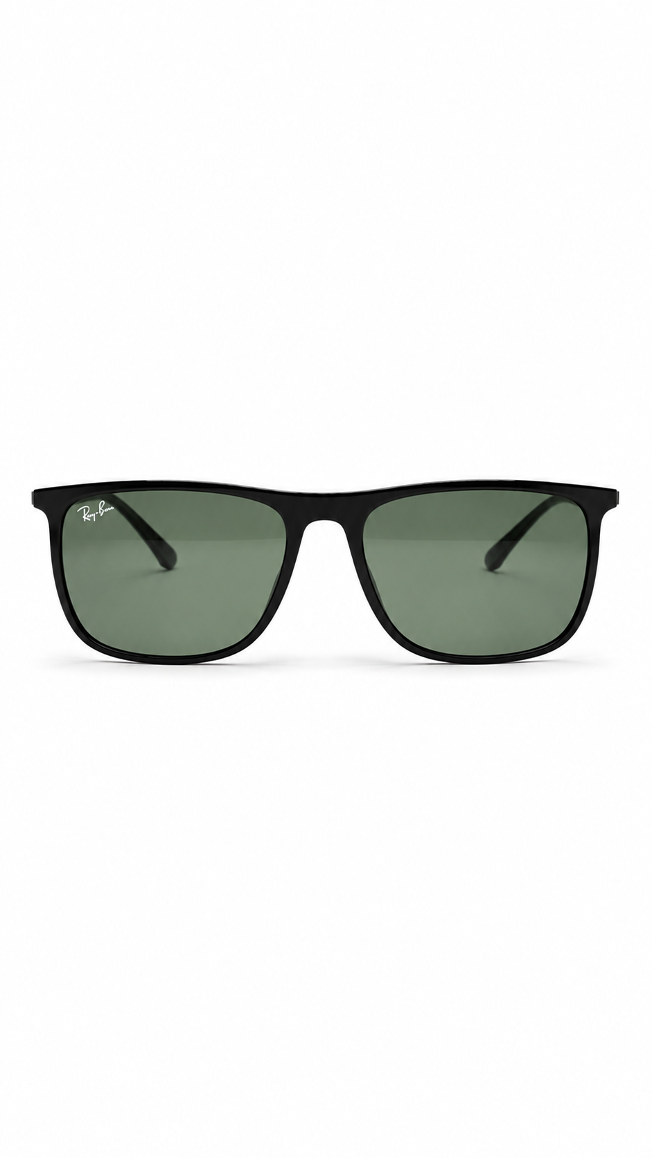 Ray-Ban RB2216F 901/31 58mm Low Bridge Fit Flat Top Sunglasses Black Acetate Frame G-15 Green Lenses