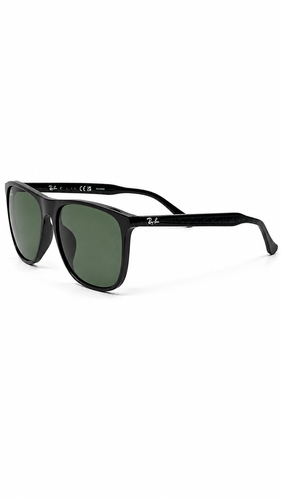 Ray-Ban RB2216F 901/31 58mm Low Bridge Fit Flat Top Sunglasses Black Acetate Frame G-15 Green Lenses