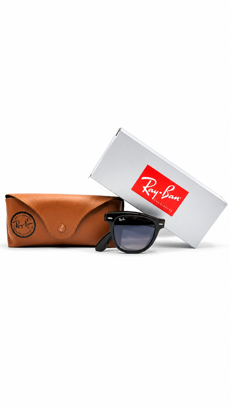 Ray-Ban RB4105 601/32 54mm Folding Wayfarer Black Acetate Sunglasses Grey Gradient Lens