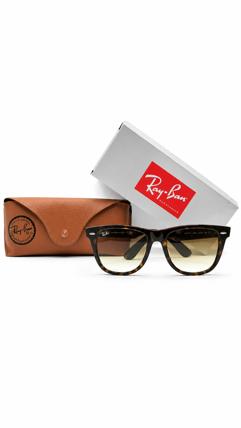Ray-Ban RB2140-F 902/51 54mm Wayfarer Classic Tortoise Havana Sunglasses Brown Gradient Lens