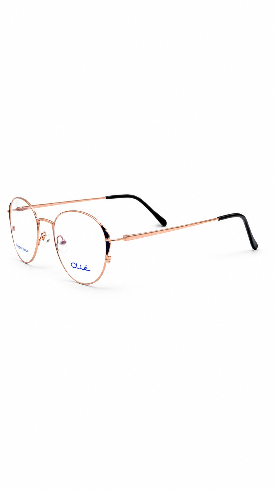 Clié Round Rose Gold Eyeglass Frames – Durable Phosphor Bronze Metal Eyewear