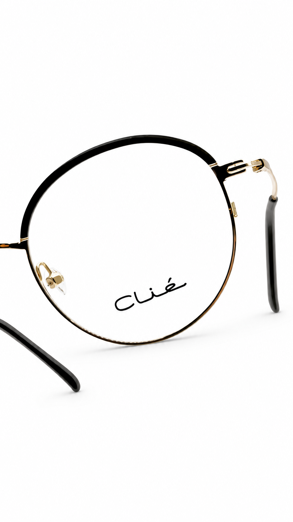 Clié Round Gold Eyeglass Frames – Black Browline Accent Metal Eyewear