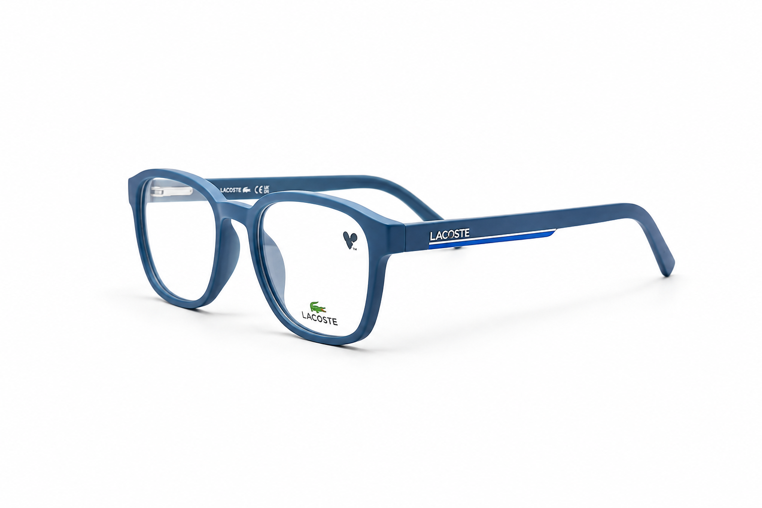 Lacoste Matte Blue Square Optical Eyeglass Frame – Lightweight Full-Rim