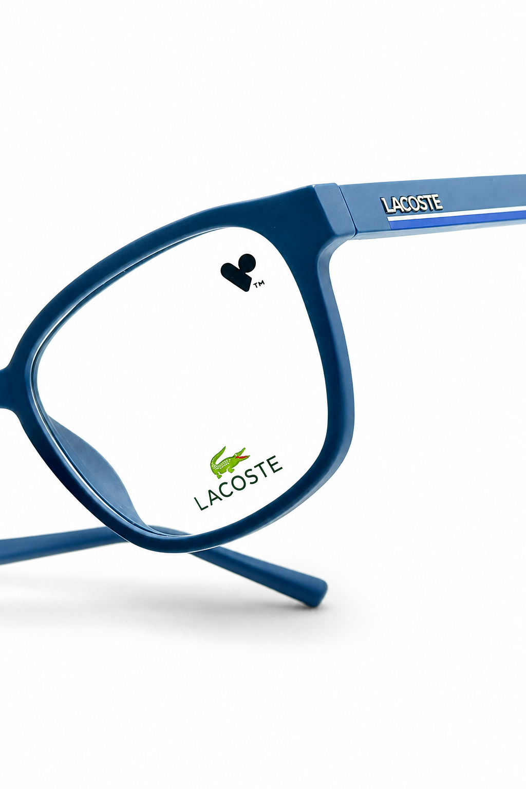 Lacoste Matte Blue Square Optical Eyeglass Frame – Lightweight Full-Rim