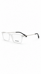 Prada Crystal Clear Rectangular Eyeglass Frame for Men