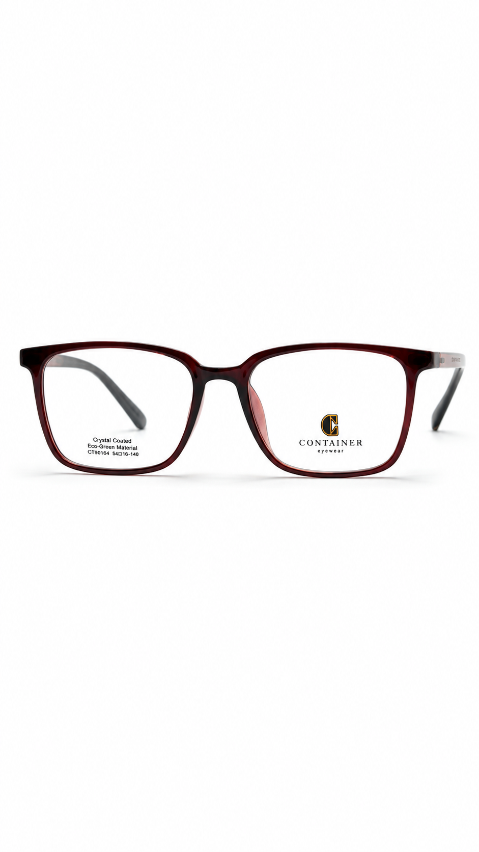Container Eyewear Crystal Brown Rectangular Eyeglass Frame for Men