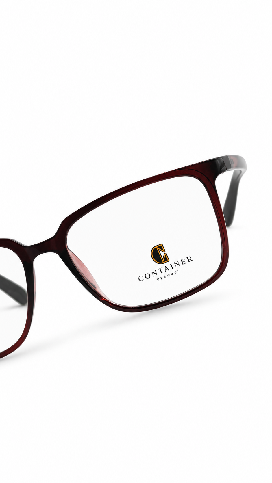 Container Eyewear Crystal Brown Rectangular Eyeglass Frame for Men