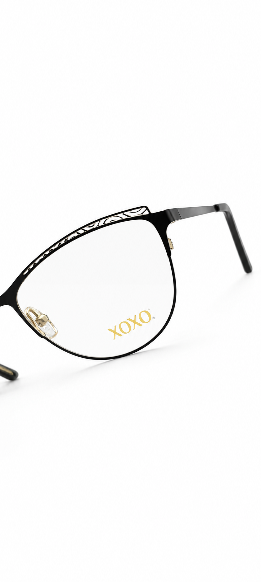 XOXO Elegant Black Semi-Rimless Cat-Eye Optical Frame