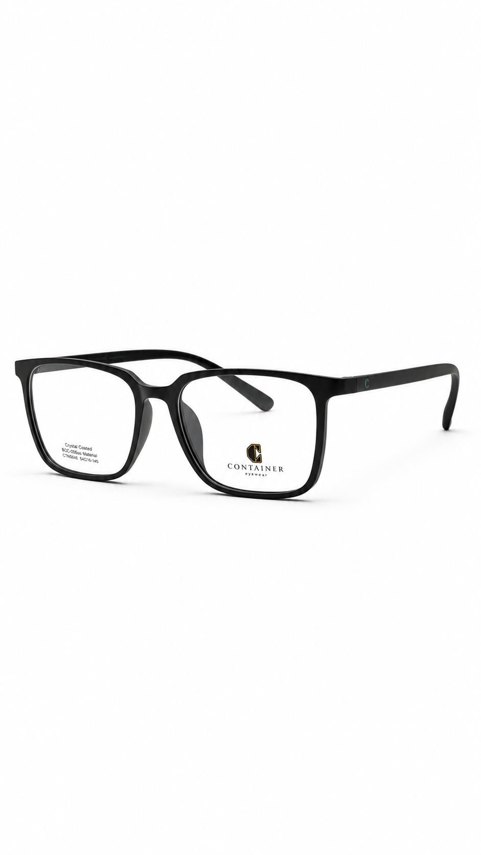 Container Eyewear Matte Black Rectangular Eyeglass Frame