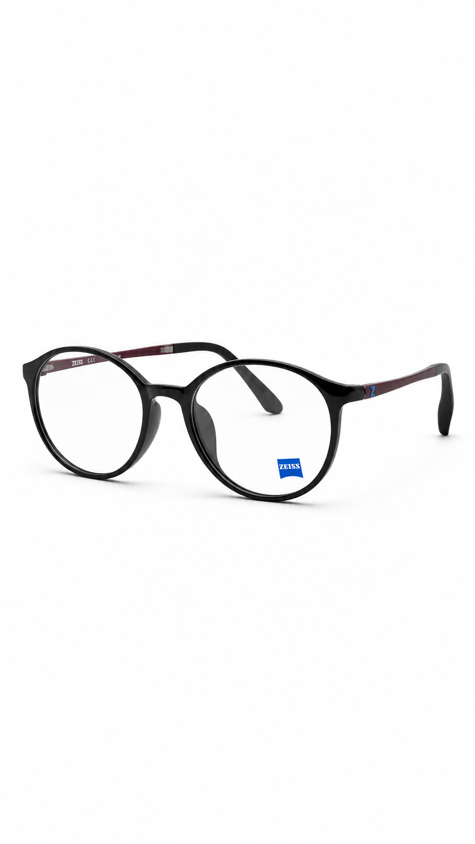 ZEISS Matte Black Round Eyeglass Frame for Men
