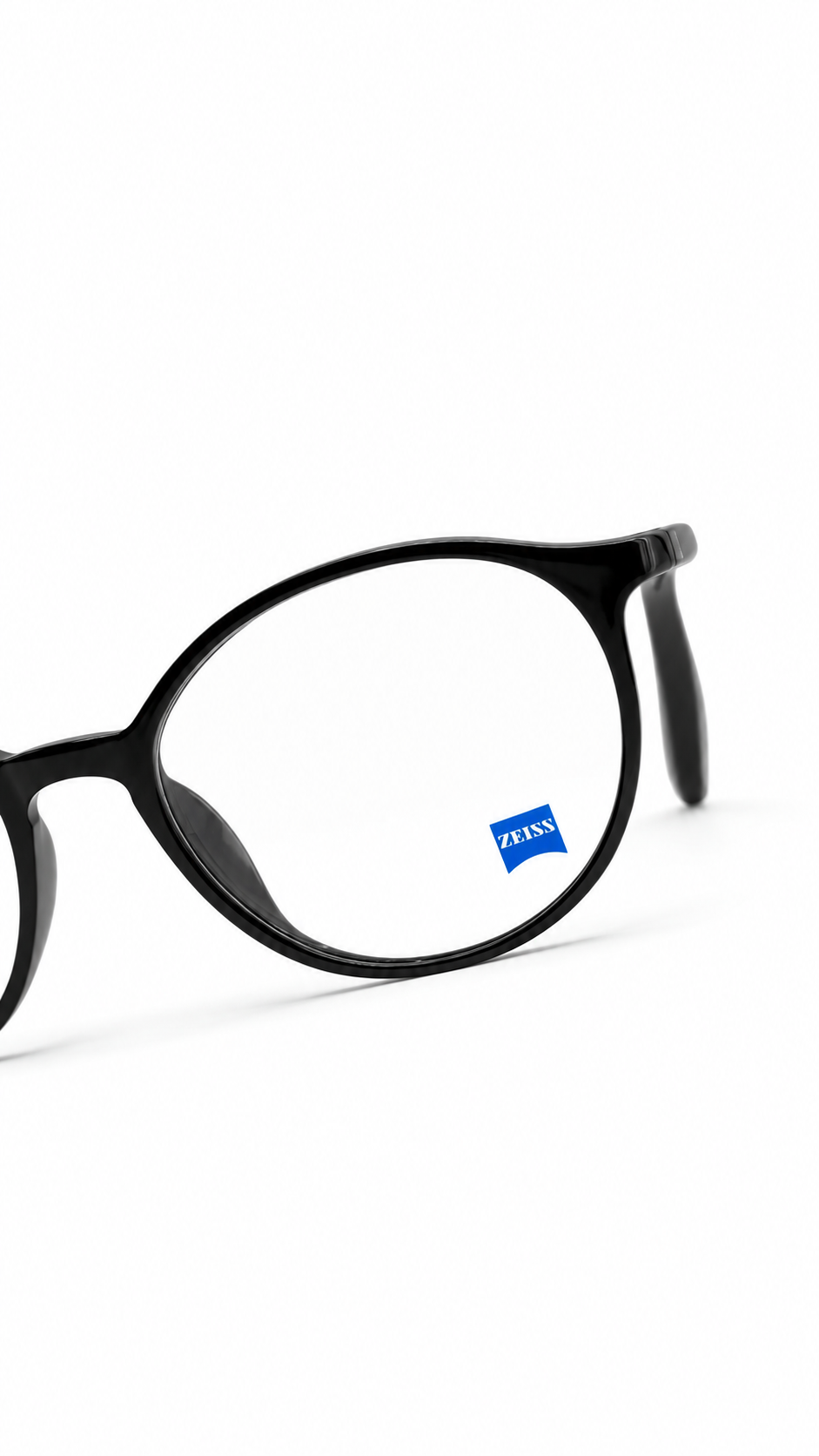 ZEISS Matte Black Round Eyeglass Frame for Men