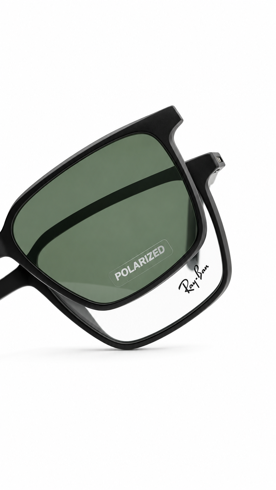 Ray-Ban Polarized Green Lens Square Sunglasses