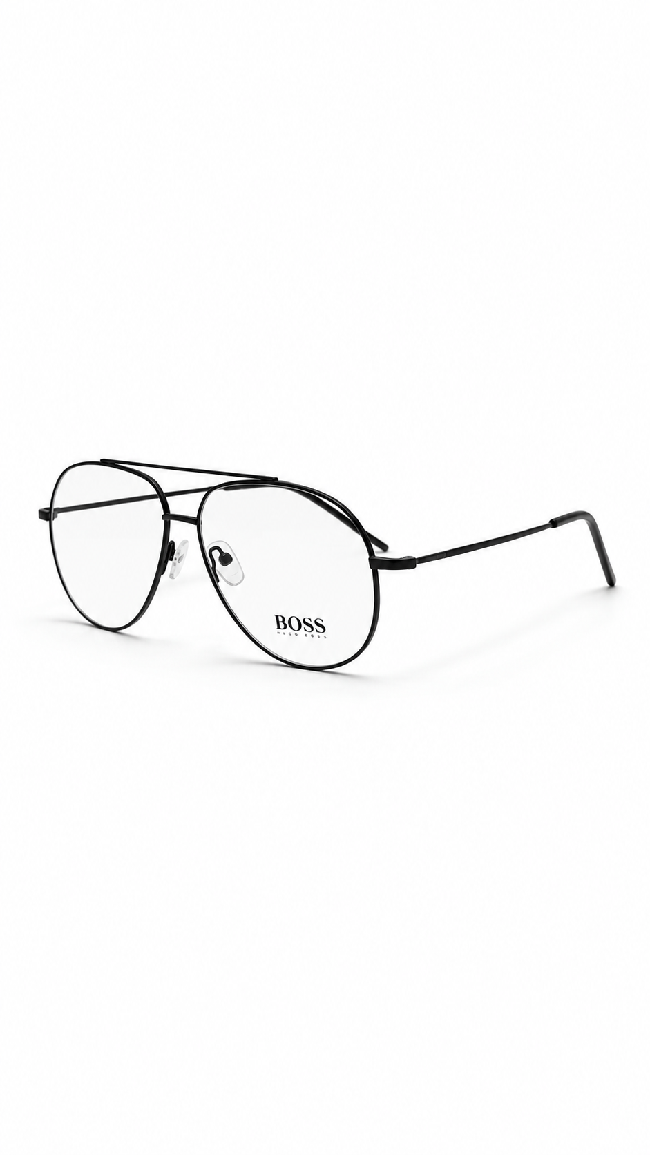 BOSS by Hugo Boss Matte Black Aviator Eyeglass Frame for Men