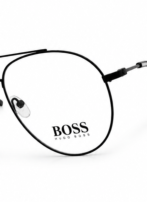 BOSS by Hugo Boss Matte Black Aviator Eyeglass Frame for Men