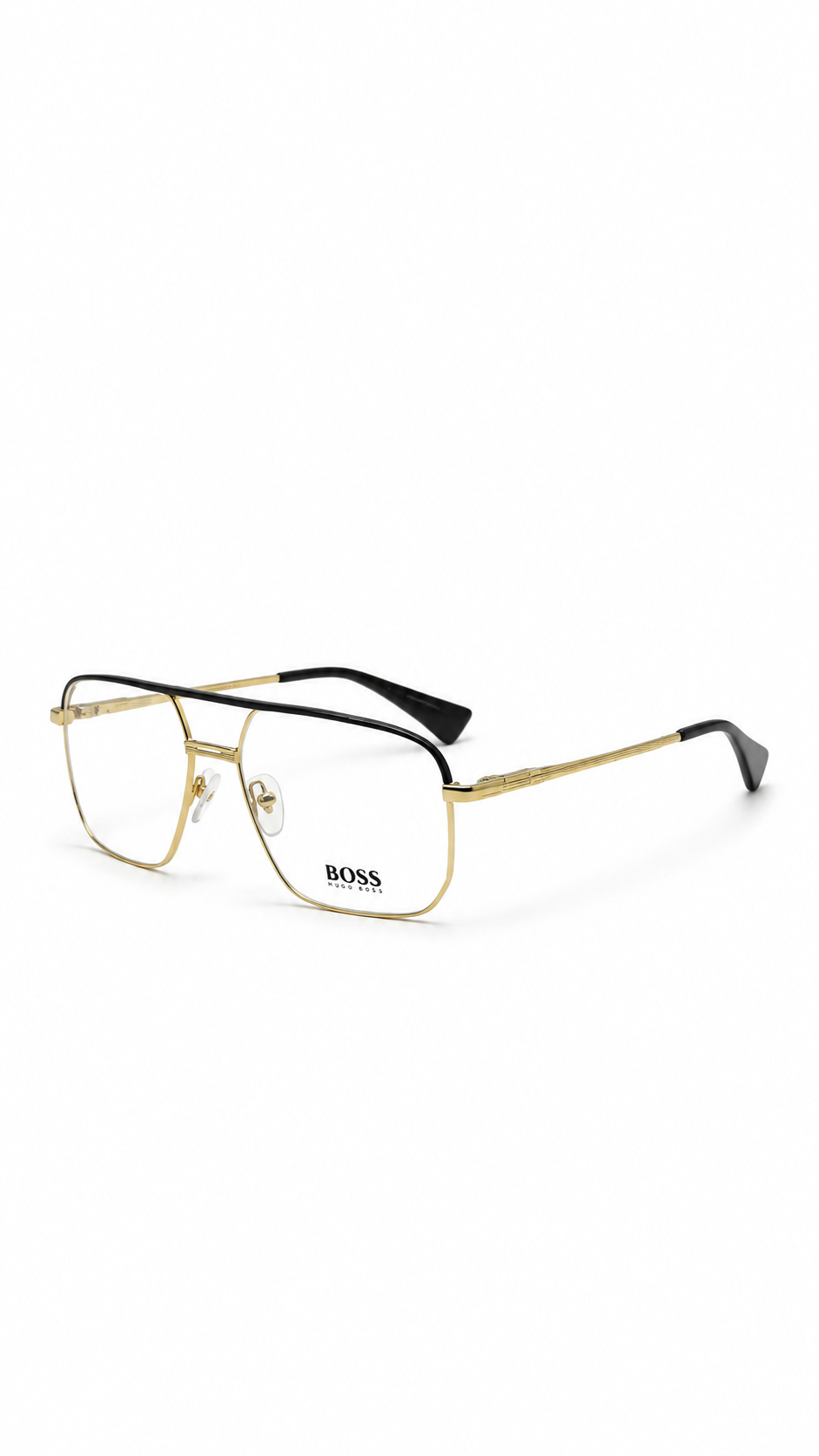 BOSS by Hugo Boss Luxury Gold Square Aviator Prescription Eyeglass Frame