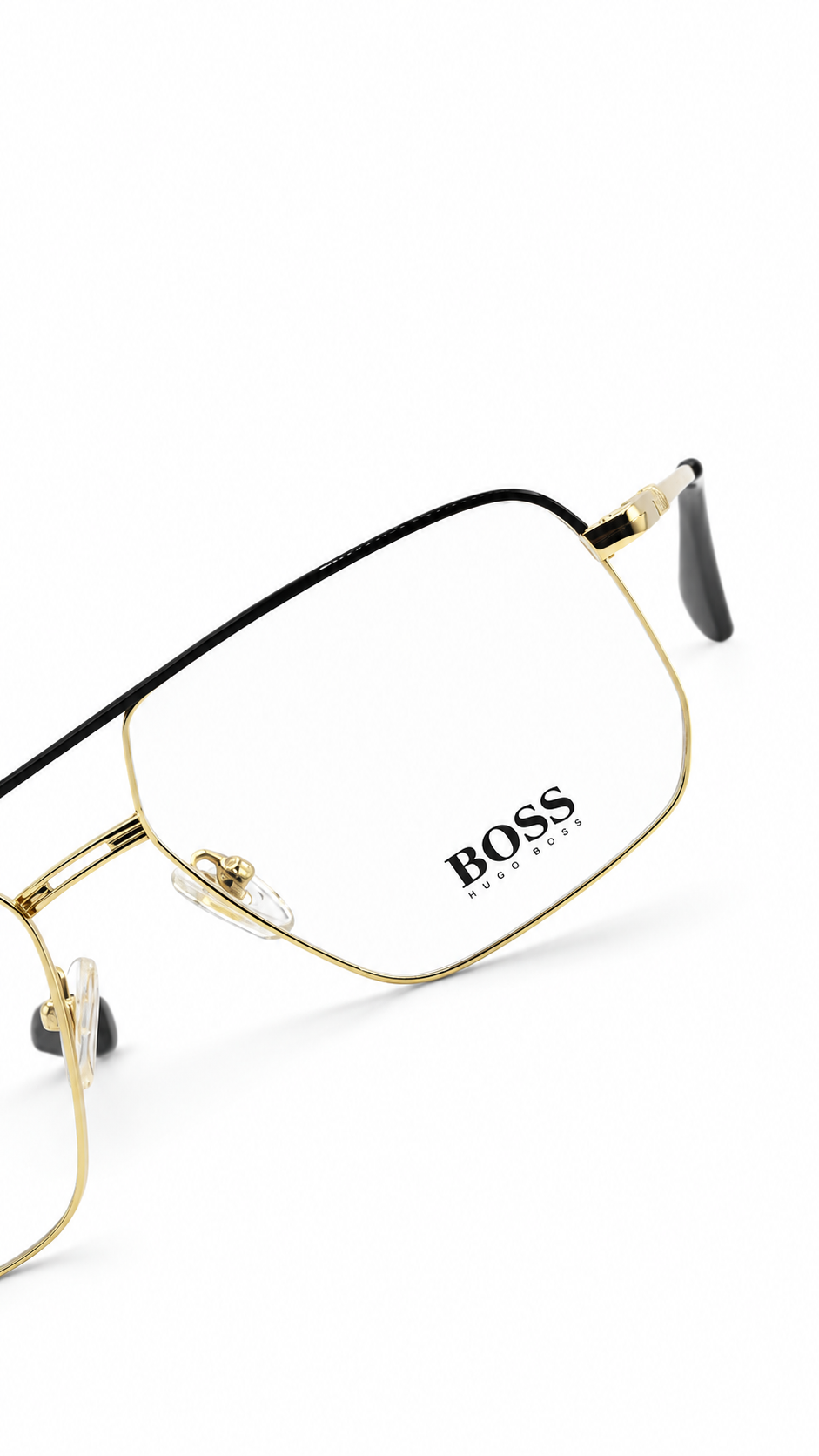 BOSS by Hugo Boss Luxury Gold Square Aviator Prescription Eyeglass Frame
