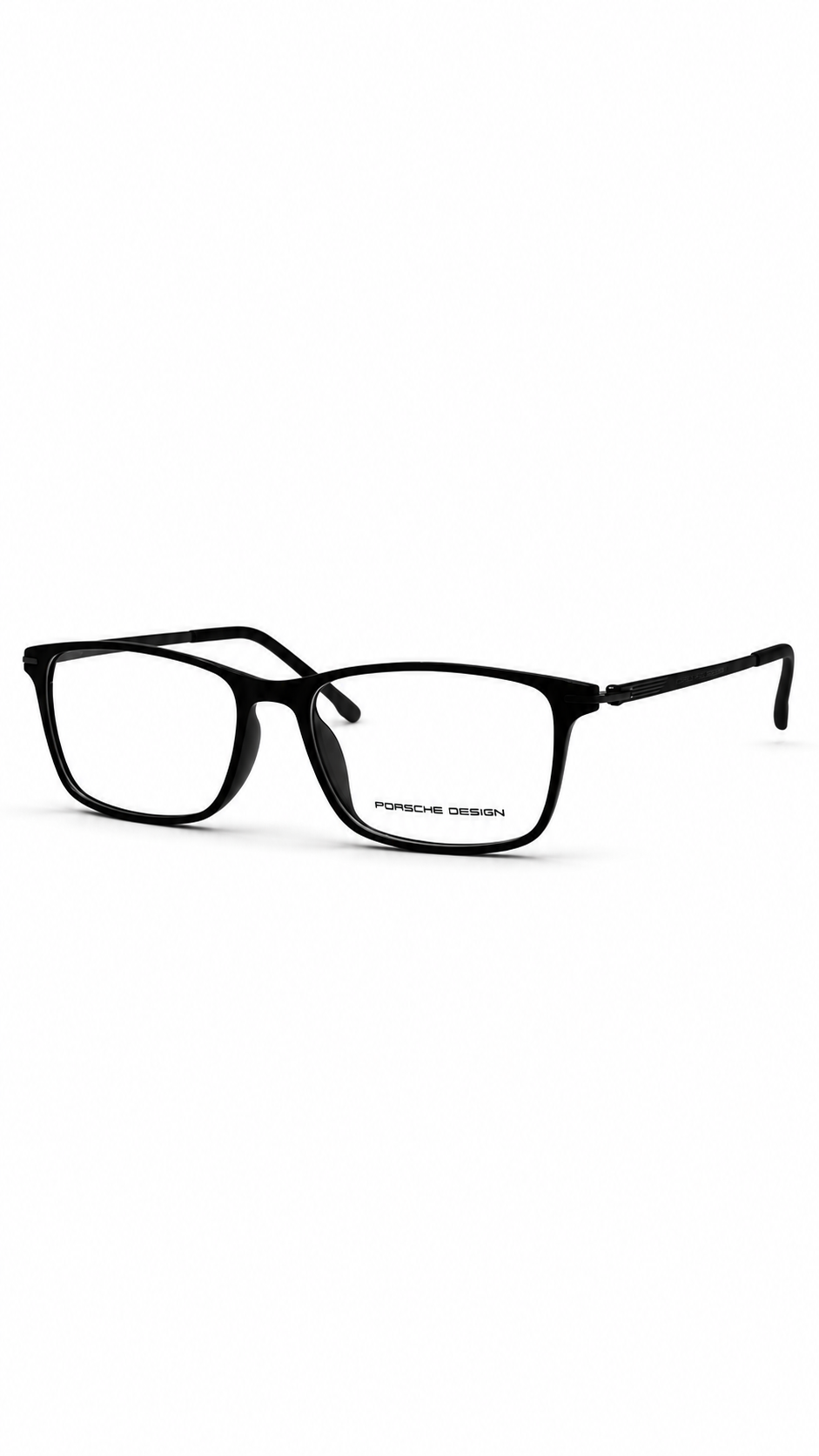 Porsche Design Men's Matte Black Rectangular Full-Rim Eyeglass Frame