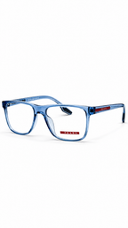 Prada Linea Rossa Crystal Blue Rectangular Eyeglass Frame for Men