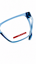 Prada Linea Rossa Crystal Blue Rectangular Eyeglass Frame for Men