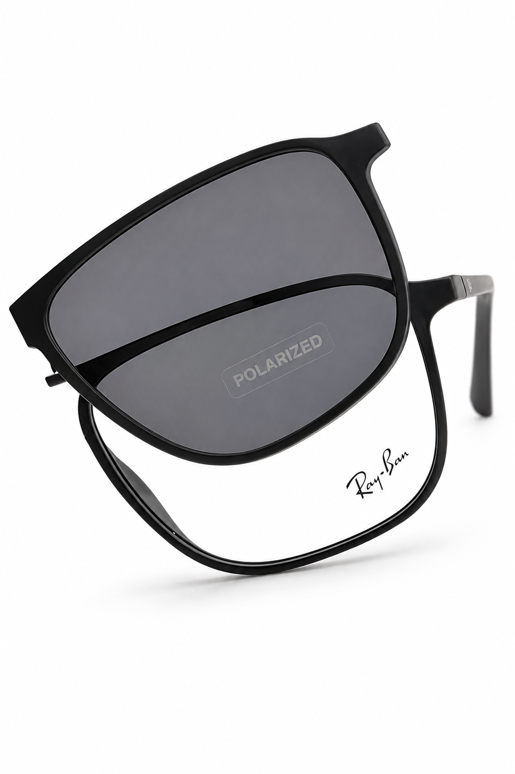 Ray-Ban Attachment Polarized Matte Black Navigator Sunglasses