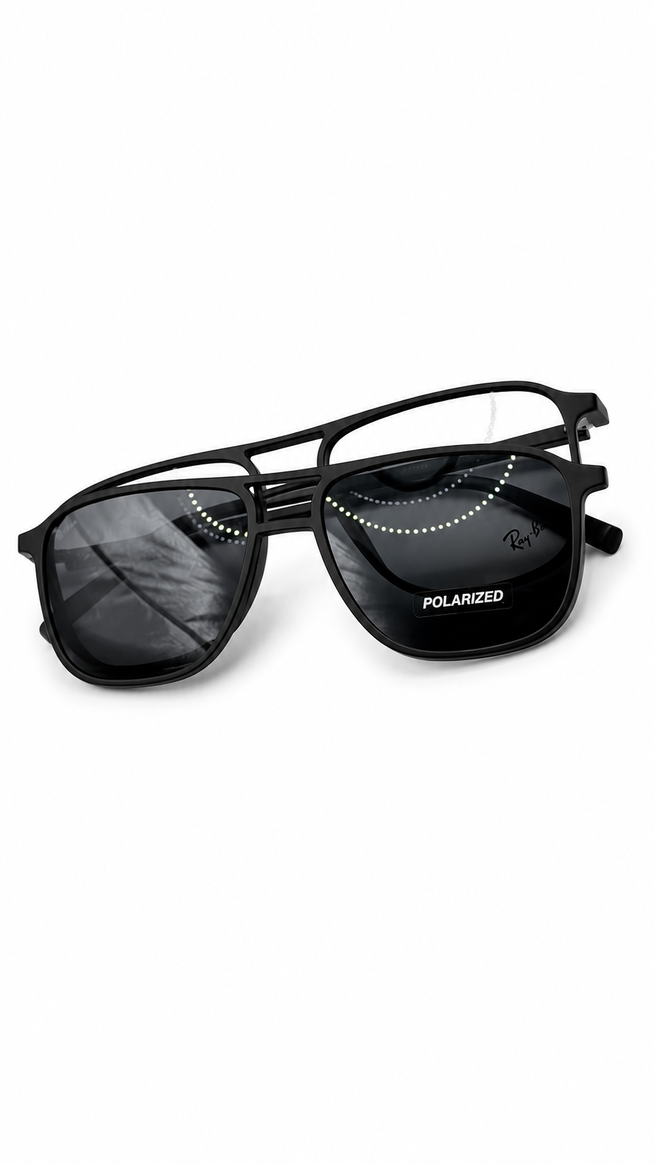 Ray-Ban Attachment Polarized Matte Black Navigator Sunglasses