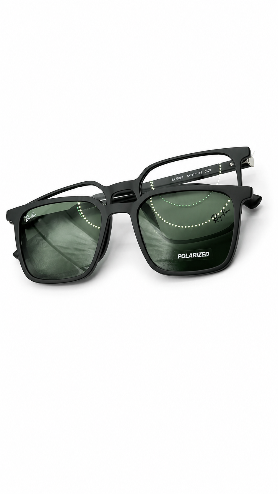 Ray-Ban Premium Polarized Green Lens Square Sunglasses