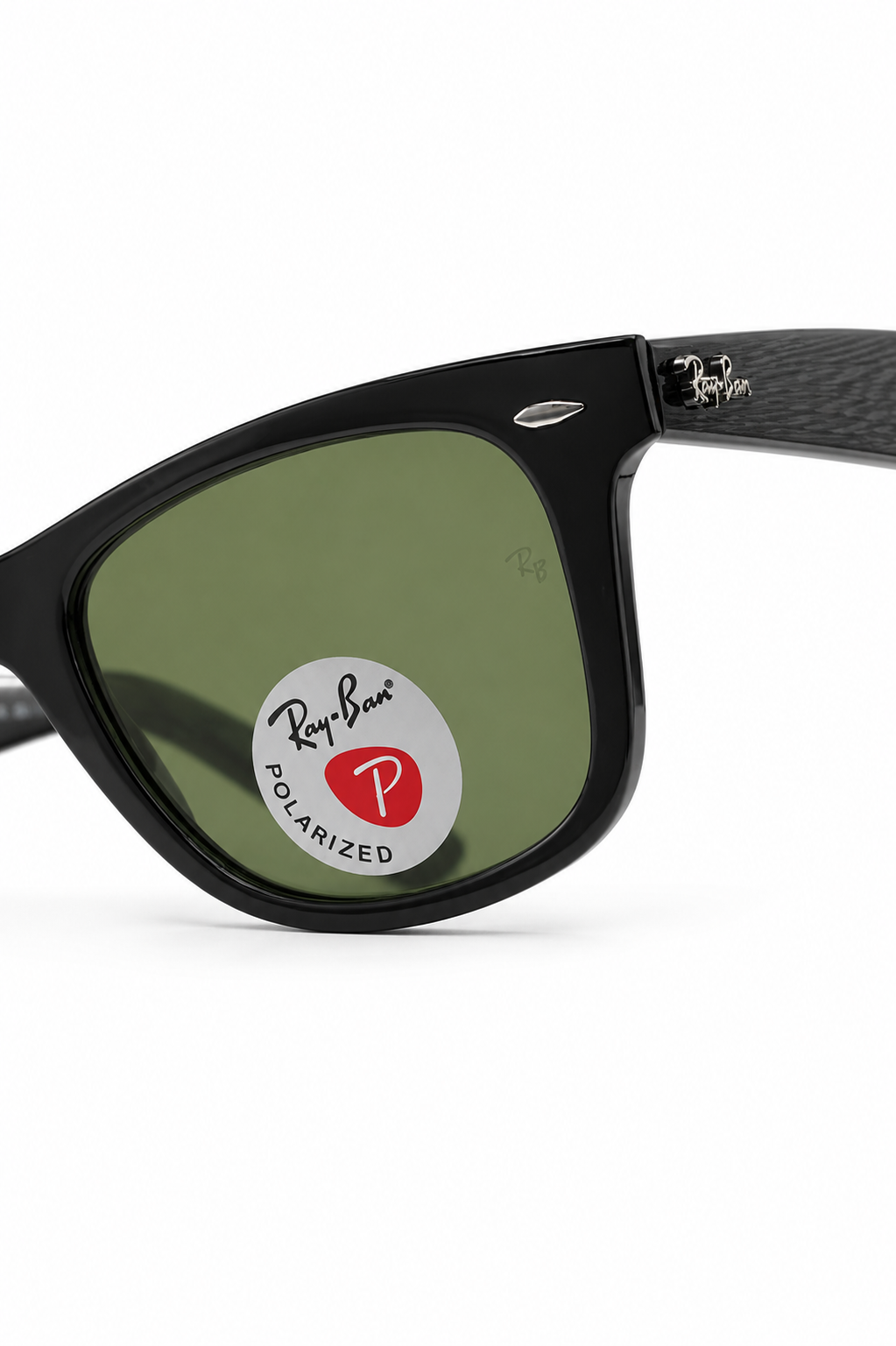 Ray-Ban Polarized Wayfarer Black Sunglasses with Green G-15 Lenses