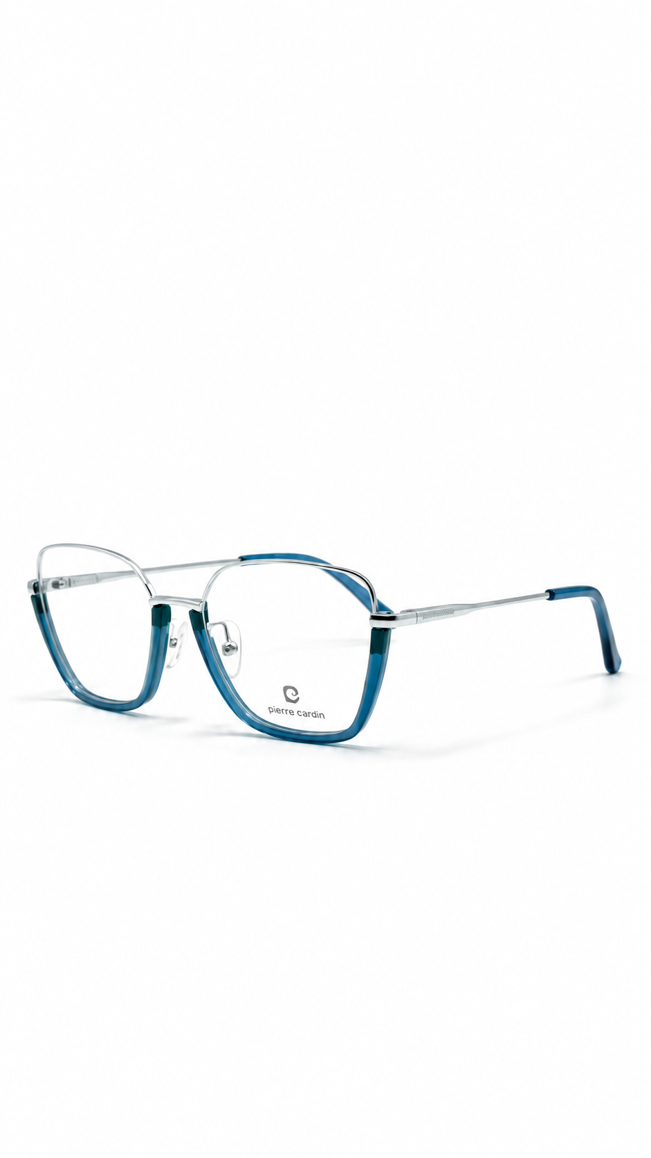 Caroline Chamonix Blue Half-Rim Geometric Eyeglasses