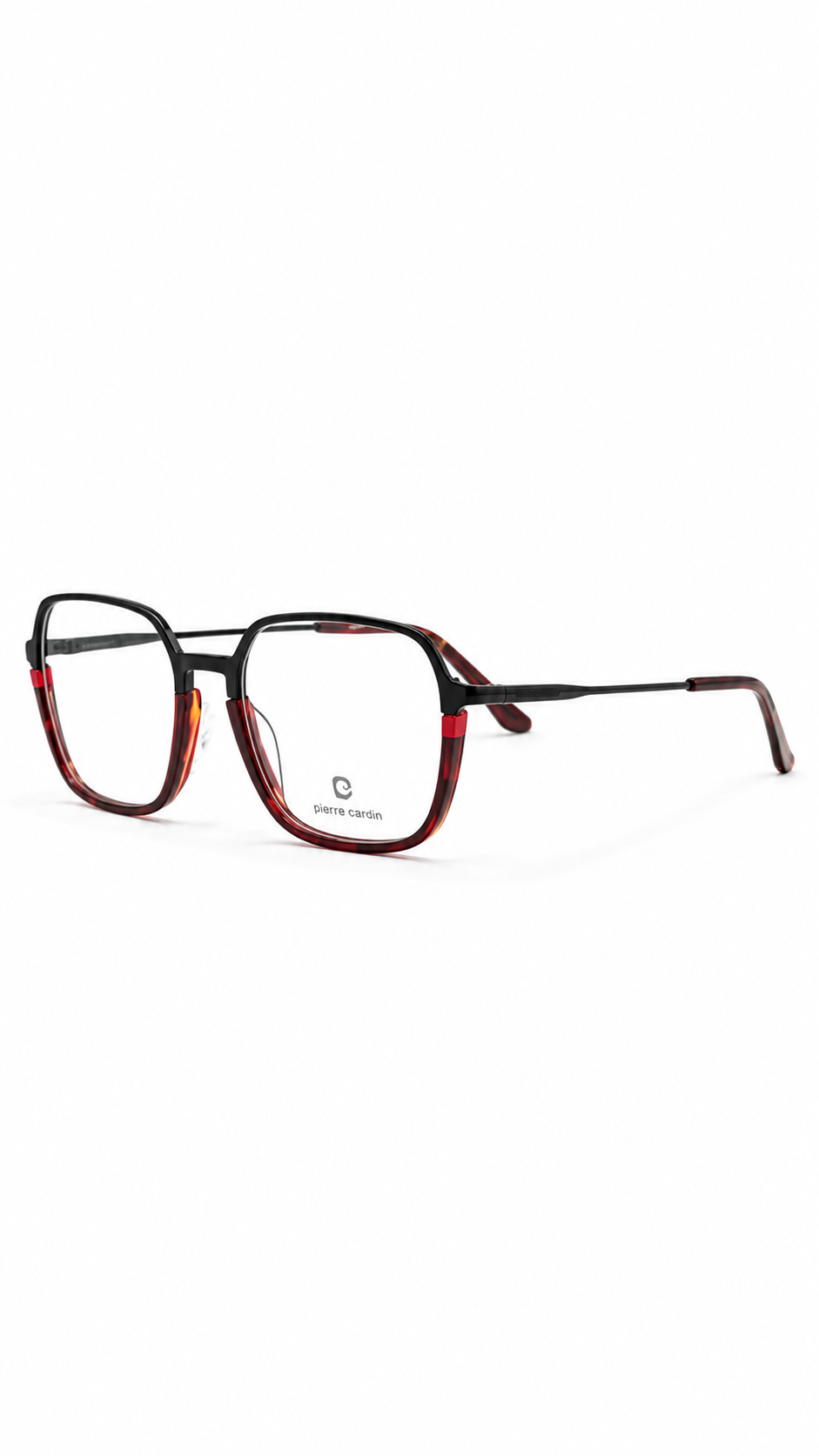 Carolina Chamuel Black & Burgundy Geometric Eyeglasses Frame
