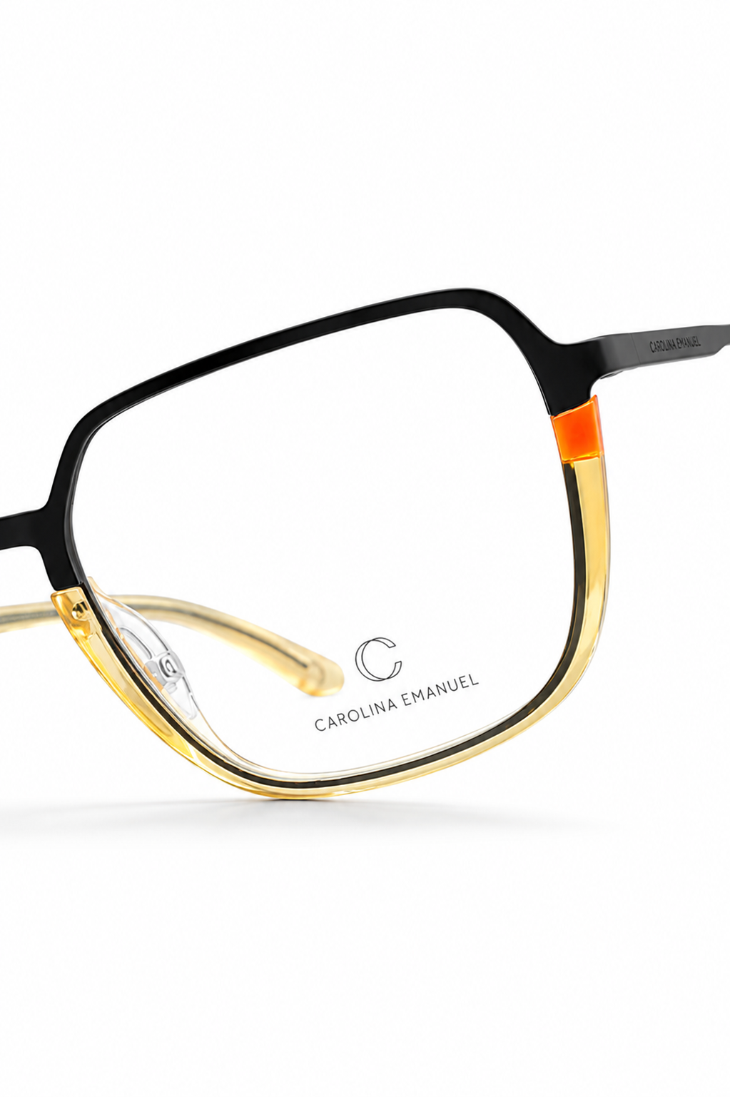 Carolina Chamuel Black & Champagne Geometric Eyeglasses Frame