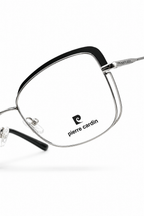 Pierre Cardin Silver & Black Browline Eyeglass Frame – Modern Metal Eyewear