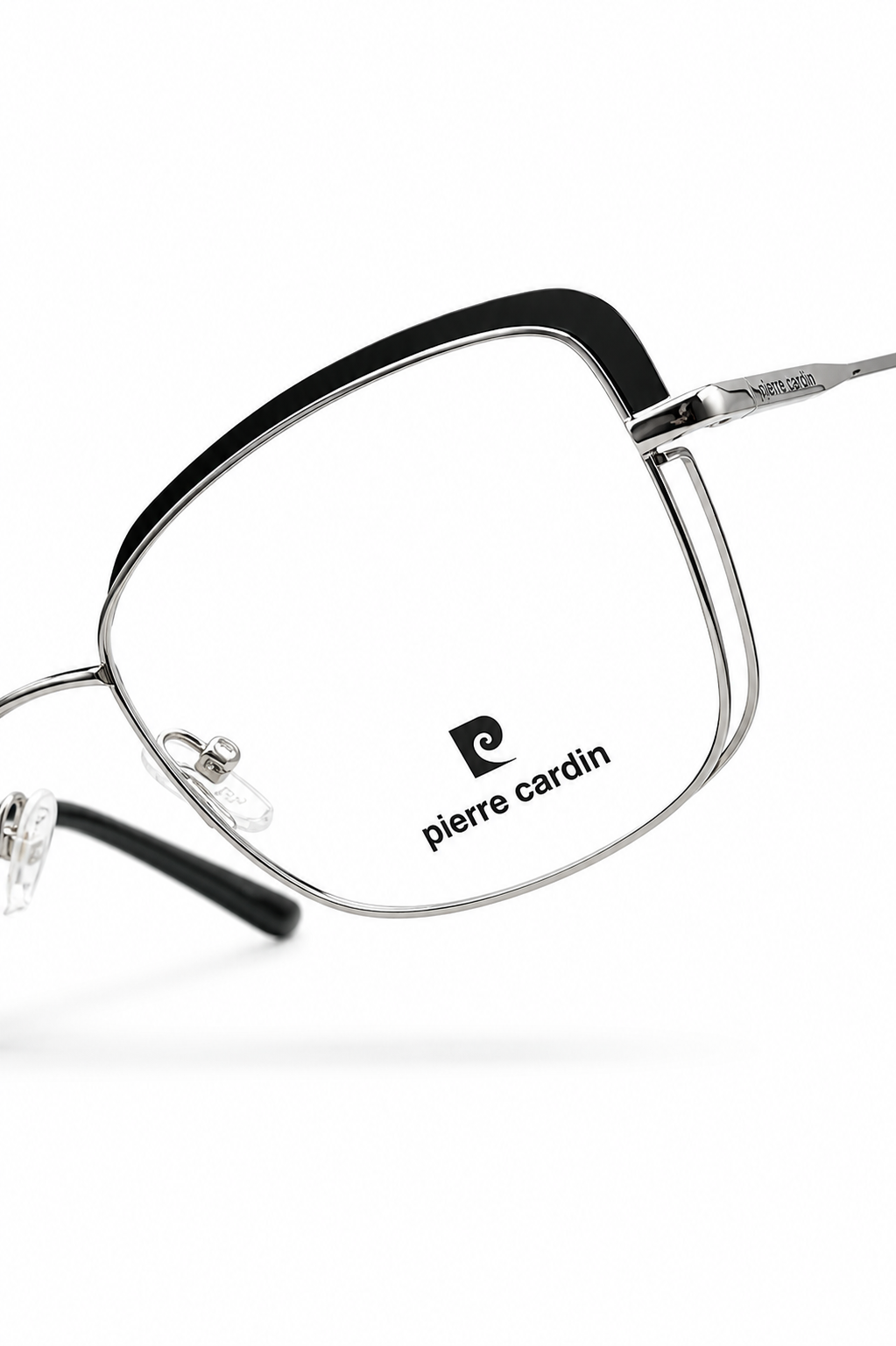 Pierre Cardin Silver & Black Browline Eyeglass Frame – Modern Metal Eyewear