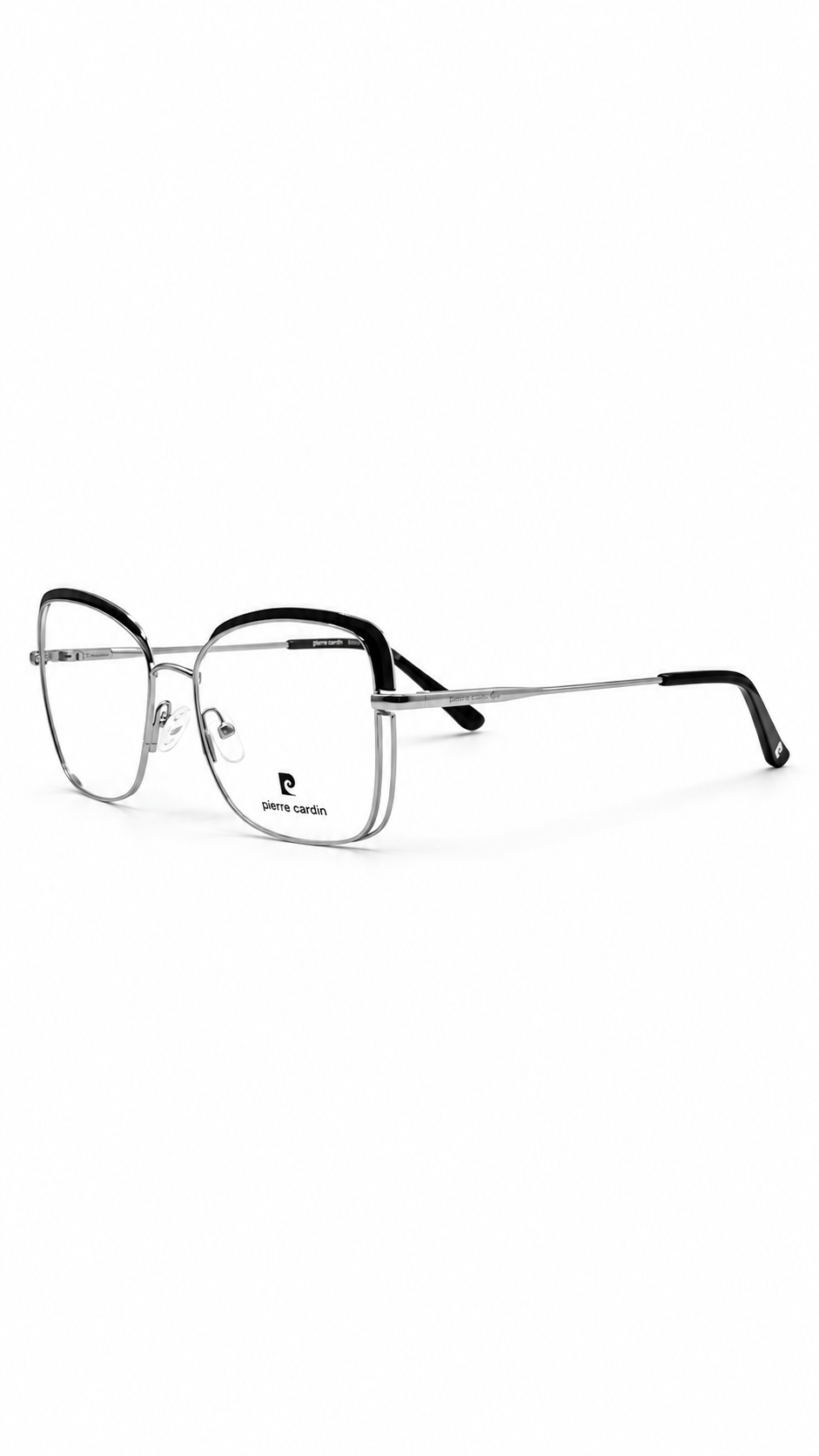 Pierre Cardin Silver & Black Browline Eyeglass Frame – Modern Metal Eyewear