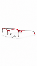 TASCANI Semi-Rimless Rectangular Metal Eyeglasses – Red & Silver Lightweight Optical Frame