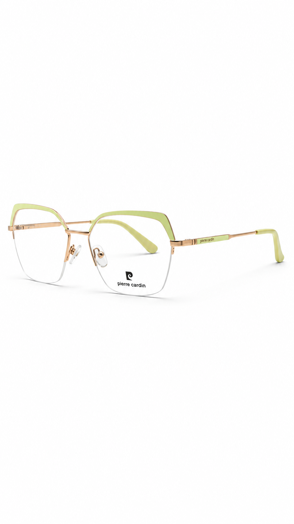 Pierre Cardin Gold & Pastel Yellow Geometric Eyeglass Frame – Lightweight Metal