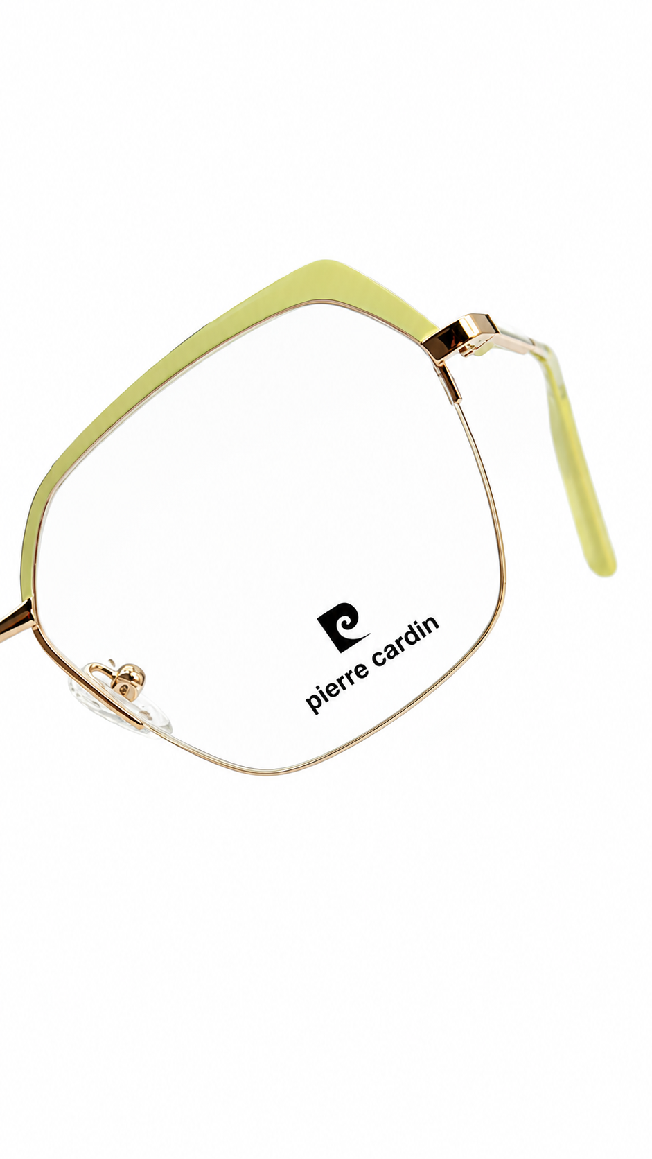 Pierre Cardin Gold & Pastel Yellow Geometric Eyeglass Frame – Lightweight Metal