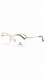 Pierre Cardin Gold Semi-Rimless Cat Eye Eyeglasses for Women – Lightweight Metal Optical Frame