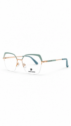 Pierre Cardin Geometric Rimless Eyeglasses – Light Blue & Gold Metal Frame