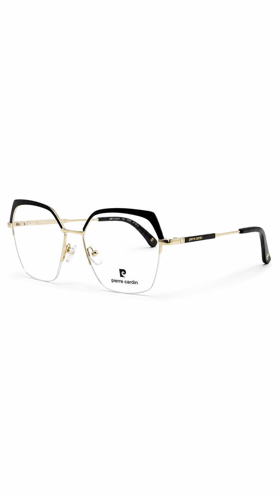 Pierre Cardin Black & Gold Geometric Rimless Eyeglasses – Unisex Lightweight Optical Frame