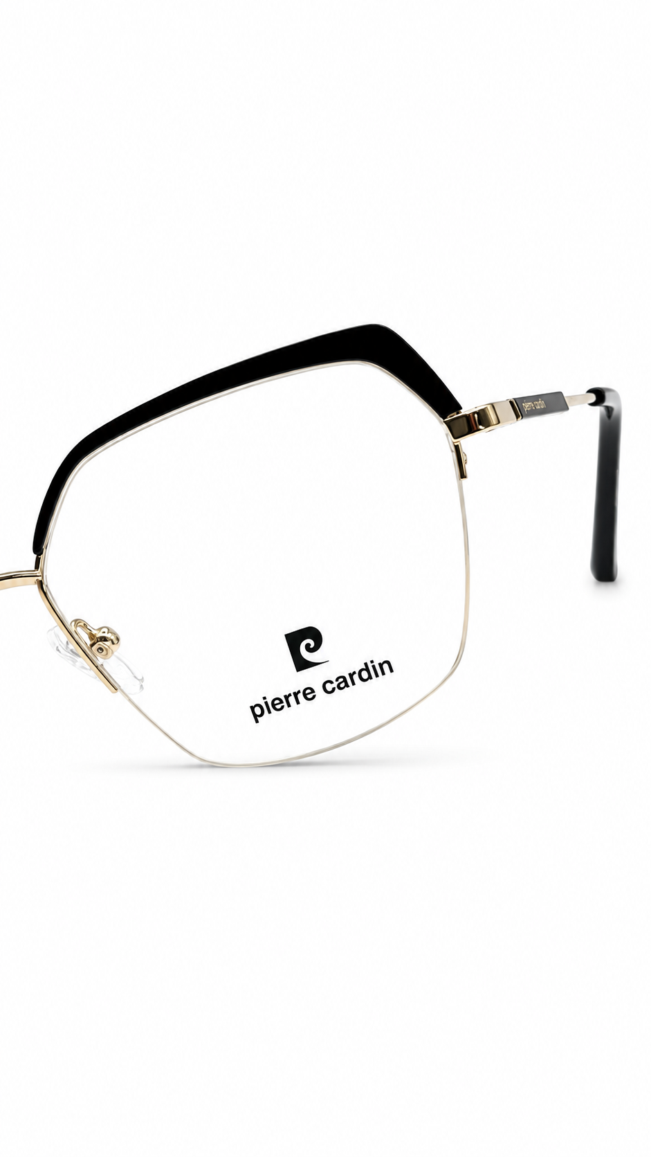 Pierre Cardin Black & Gold Geometric Rimless Eyeglasses – Unisex Lightweight Optical Frame