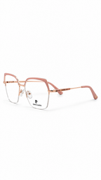Pierre Cardin Rose Gold & Blush Pink Rimless Eyeglasses – Geometric Designer Optical Frame