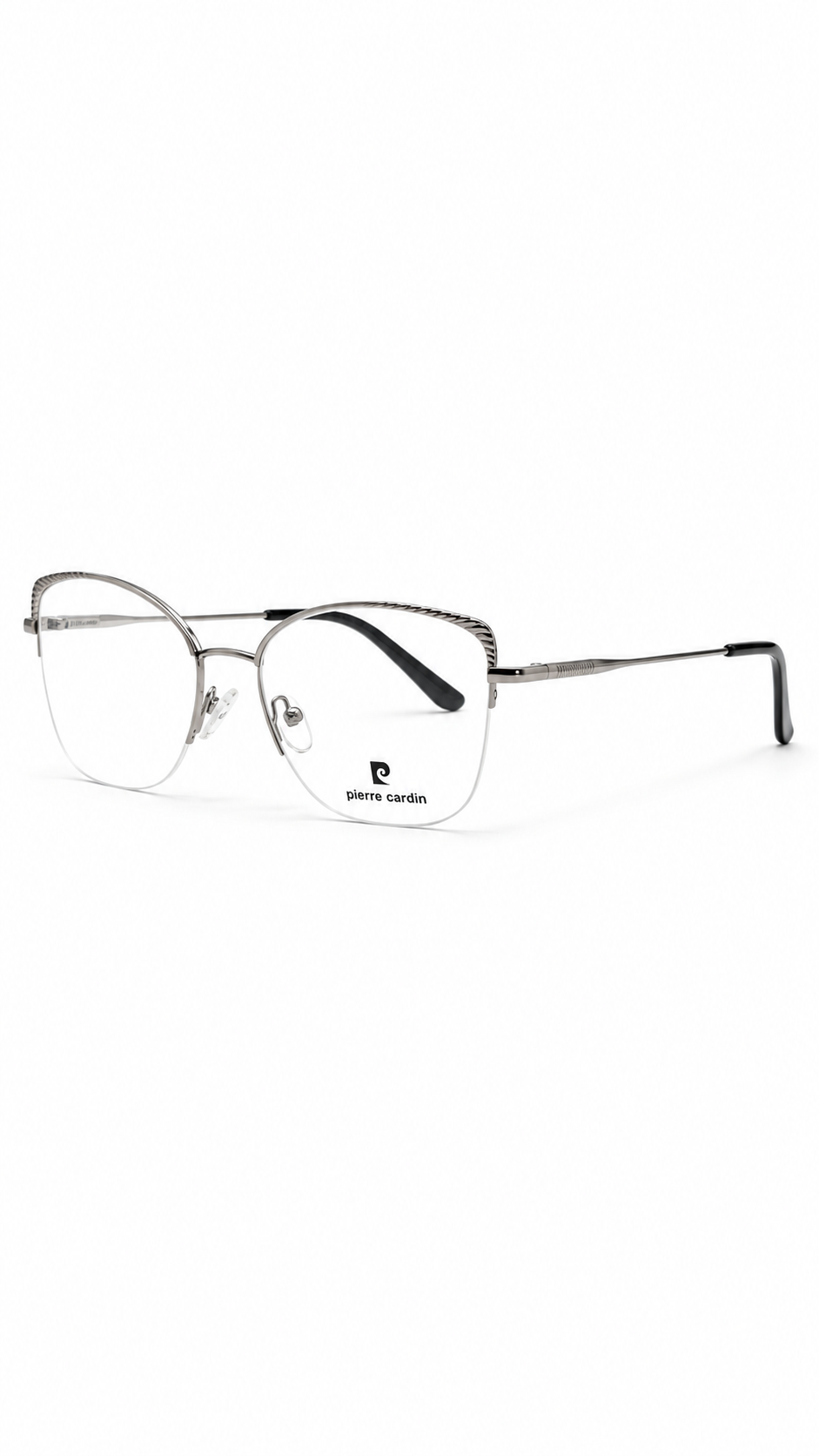 Pierre Cardin Silver Semi-Rim Square Eyeglass Frames