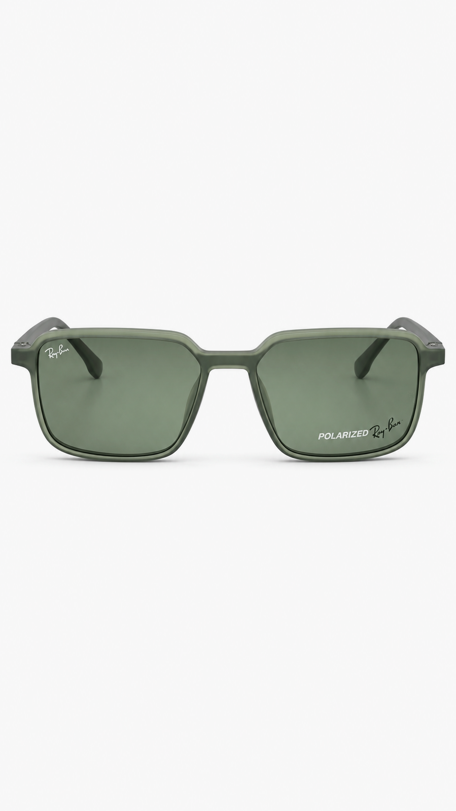 Ray-Ban Polarized Attachment Green Square Sunglasses