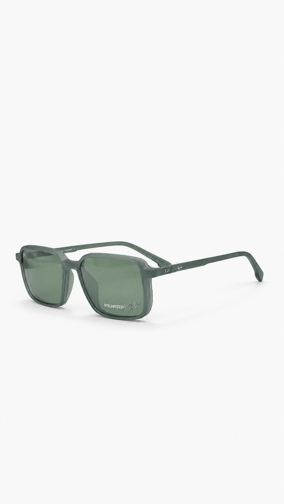 Ray-Ban Polarized Attachment Green Square Sunglasses