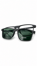 Ray-Ban Polarized Matte Black Square Attachment Sunglasses with Green Lenses