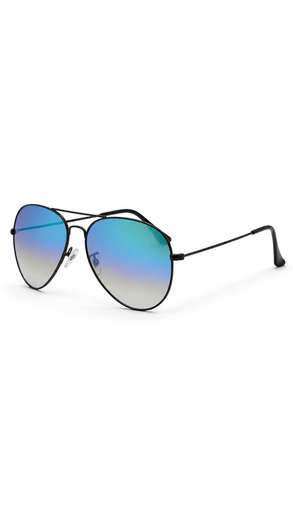 Ray-Ban Aviator Blue Gradient Mirror Sunglasses – Black Metal Frame