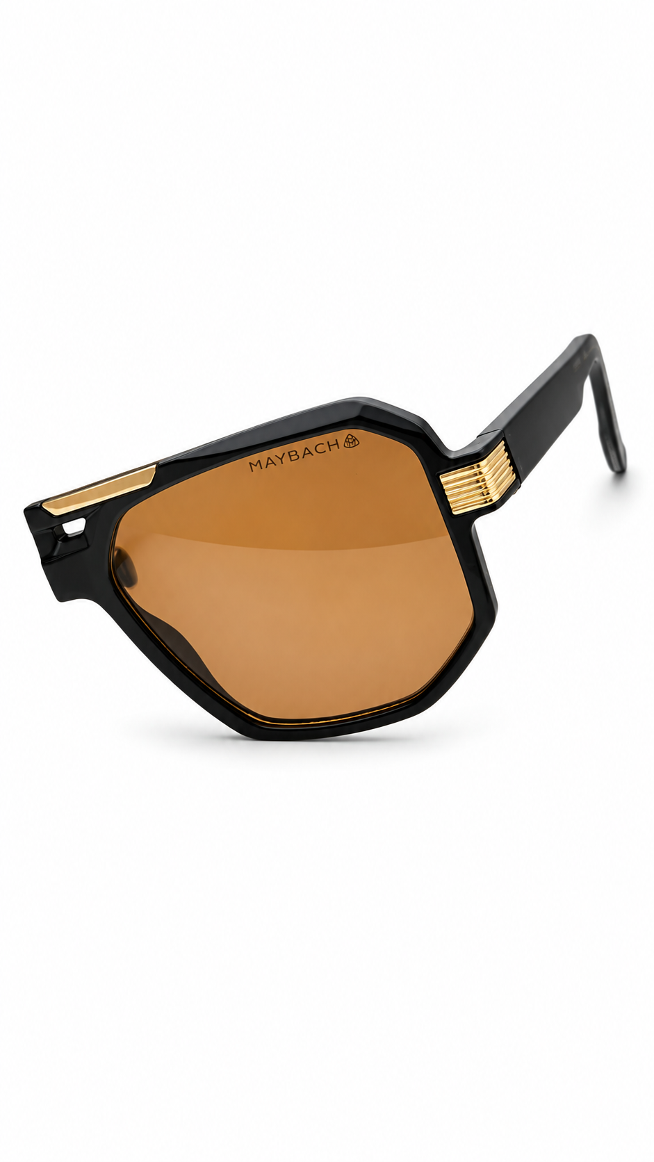 Maybach Oversized Square Sunglasses – Black Frame with Brown Lenses