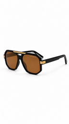 Maybach Oversized Square Sunglasses – Black Frame with Brown Lenses