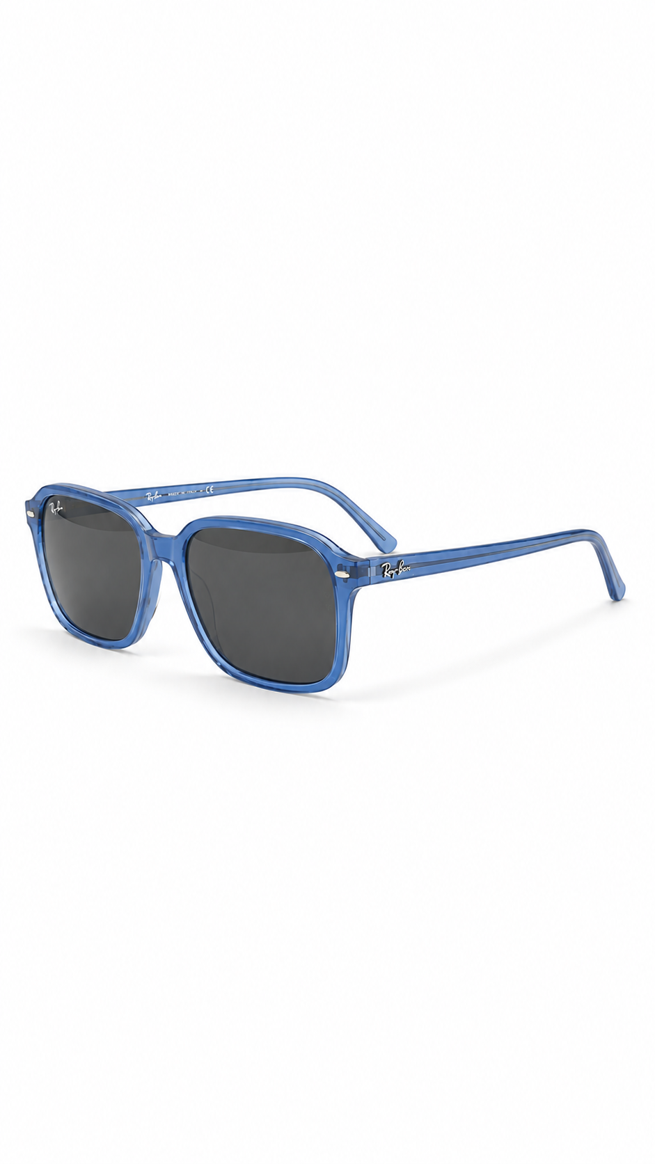Ray-Ban Rectangular Sunglasses – Transparent Blue Frame with Green Lenses